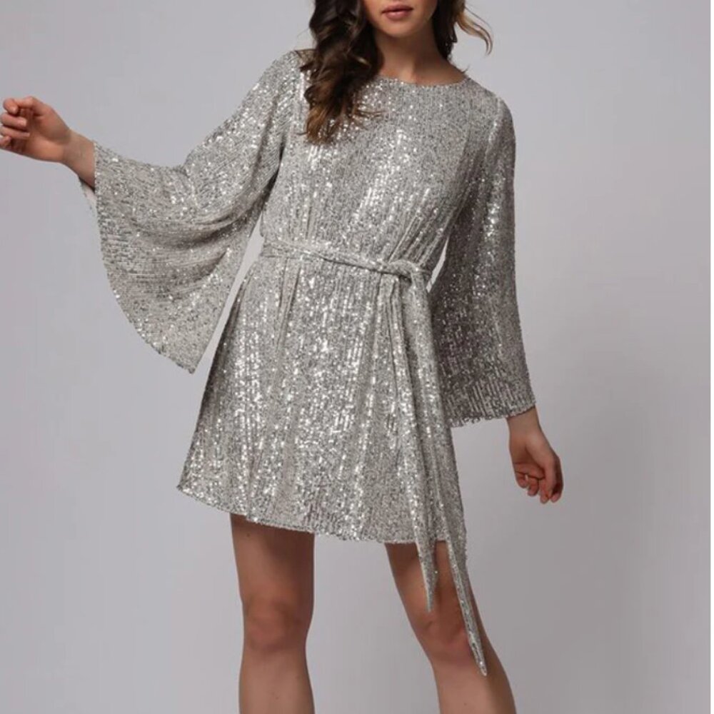Jay Godfrey Maggie Sequin Long Sleeve Mini Dress 00